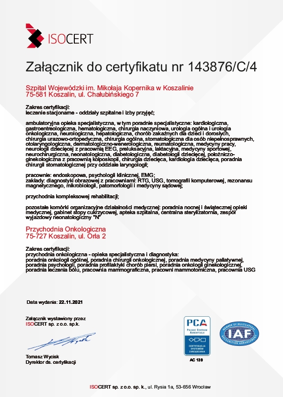 Certyfikat Systemu Zarządzania Jakością PN-EN ISO 9001