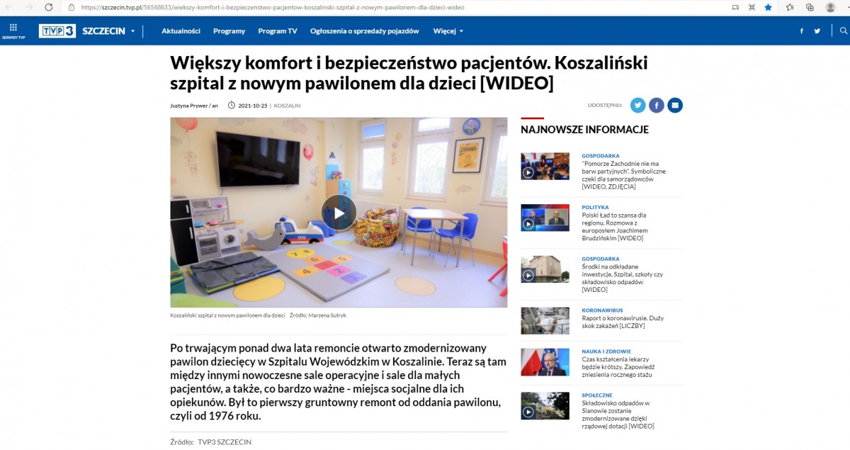 TVP Szczecin o otwarciu Pediatrii